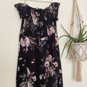 Women’s black floral, off the shoulder maxi dress